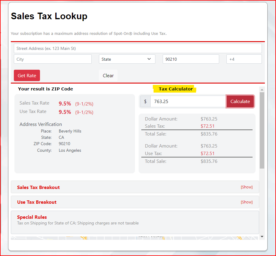 Sales & Use Tax Online Lookup - Zip2Tax LLC